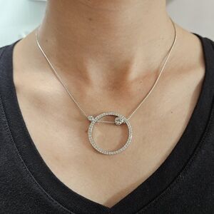 Swarovski Circle Pavé Pendant Necklace – Silver Tone
